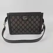 GUCCI Ophidia Super Mini $1600 Grey And Black GG Canvas Crossbody Bag New
