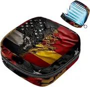 Period Bag,Sanitary Napkin Storage Bag,American and German Flags,Tampon Bag for Purse