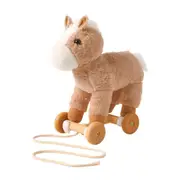 Jiggle & Giggle Horse Pull Along Kids/Children Plushie Wooden Toy Brown