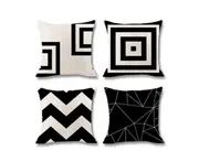 4Pcs Geometric Digital Printing Home Pillow Holder Flax Cushion Waist Pillow Cover - 1