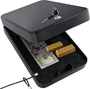 Portable Safe with Combination Lock (2 Keys) for Documents and Jewellery, 5 x 17 x 25 cm (7 x 20 x 30 cm), Black (5 x 17 x 25 cm Key)