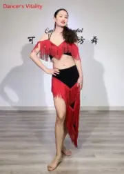 Belly Dance Performance Costume Set for Women Child Tassel Top+Long Fringe Skirt
