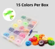 15pcs Crystal Flash Tinsel Chenille Line Thread Cactus Yarn Fly Tying Material