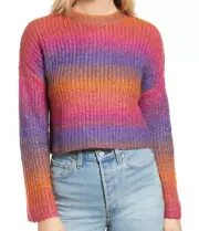 New BP Womens Purple, Orchid, Spacedye Knitted Crewneck Pullover Sweater XL