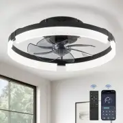 Ceiling Fans with Lights and Remote, 19.7 Inch Low Profile Ceiling Fan, 6 Spe...