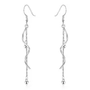 2PCS Silver plating Woman Fashion Jewelry Long Tassel Hook Earrings