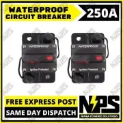 2 x 250AMP Waterproof Circuit Breaker IP67 Manual Reset Car Boat Auto 12V/48V