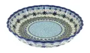 Blue Rose Polish Pottery Winter Celebration Pie Plate