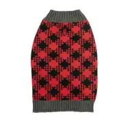 Vibrant Life Dog Argyle Black & Red Pet Sweater Sz M 20-50Lb Christmas Valentine