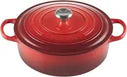 [Le Creuset] Signature Enamelled Cast Iron Risotto Pot With Helper Handle, For All Hob Types and Ovens, 30cm, 6.2 Litres, Cerise, 21179300602430