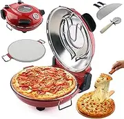 1200w Electric Pizza Oven, Indoor Pizza Oven, 420℃ Countertop Pizza Maker, Adjustable Temperature/Timer, with Tools, Non-Stick Coating, for Restaurant Home Baked
