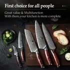 5Pcs Kitchen Knife Set Santoku Bread Paring Kiritsuke Slicer Damascus Steel Wood