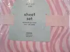 West Elm Kids soft waves organic queen pink blush Sheet Set New w tag