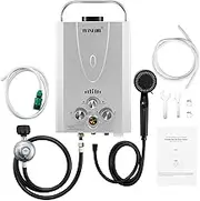 Maxkon Gas Water Heater 7 in 1 10L Portable Camping Outdoor Instant Hot Shower Heating System Silver