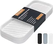 HvOvMvE Silicone Organizer Tray, Soap and Sponge Holder for Kitchen Sink, Bathroom - Storage Tray for Dish Brush, Soap Dispenser, Dishwashing Accessories- 2 Pack White