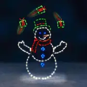 Stainless Steel Lighted Christmas Snowman Decoration With LED Light Strings Christmas Decorative Signage Light
