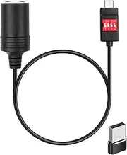 HATMINI 100W USB C to Car Cigarette Lighter Adapter Cable with USB A Adapter, DIP Switch Setting USB to 5V/9V/12V/15V/20V Cigarette Lighter for Dash Cam, GPS etc - 1FT