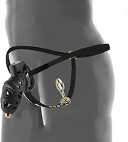 4-in-1 Men's Chastity Device,New Upgraded Multi-Purpose Cock Cage Sex Toys with Chastity Lock & Catheter & Removable Anal Plug & Chastity Belt,Bondage Restraint Sex Toy with 4 different sized rings for Men Gay Couples (L)