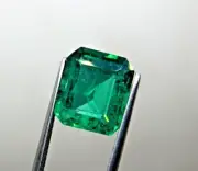 5.80 Cts Zambian Green Emerald Lab Created Octagon Faceted Loose.