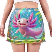 [RPLIFE] Cute Pink Axolotl Night Shorts for Women Cute Light Shorts for Women Women Summer Pajamas Cute Pink Axolotl L, Cute Pink Axolotl, Large