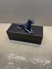 Pet Cremation BOXER box dog's ashes statue pet memorial Casket WOOD BRONZE TONE