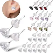 [COLLBATH] 12 Pairs Rhinestone Cup Earrings Clip-on Studs for Women Fashion Flat Back Earring Decor Party Accessory Set Silver Hoop
