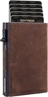 [ZOVYRON] Wallet for Men- Slim Minimalist RFID Wallet with Money Clip, Leather Smart Pop Up Card Holder Front Pocket Wallet with ID Window