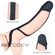 Reuse Penis-Sleeve-Enlarger-Enhancer-Ball-Stretcher-Ring-Extender-for-Men-Black