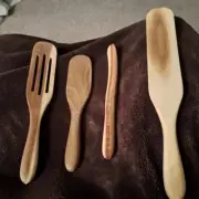 MAD HUNGRY 4- Pc Wood Spurtle Set for Household with Spatula Spoons