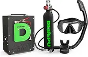 DEDEPU Mini Scuba Tank, 1L Dive Portable Lungs Air Tank with Snorkel Mask, 15-20 Minutes Diving Time, Underwater Breathing Diving Gear, Backup Air Cylinder Emergency Rescue Pony Bottle