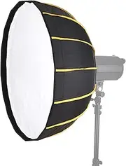 65cm Prof ional Collaps Softbox Portable P graphy Soft Box with Mount Storage Bag 16PCS Ribs for Portrait Live Stream Video Recording Black no Grid