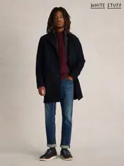 White Stuff Blue Wool Funnel Coat (AD4734) | $236