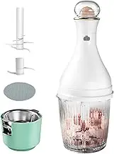 Walmeck Multifunctional Meat Grinder Mini Food Processor Vegetable Chopper with 3 550ml/18.6oz Container 6 Blades 2 Blades Dual Head Built-in 2000mAh Rechargeable