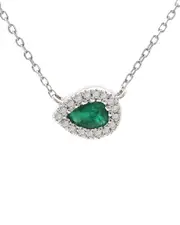 14K 0.22 ct. tw. Diamond & Emerald Necklace
