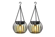 Vibe Geeks 2 Pack Outdoor Solar Hanging Lights Pumpkin Decorative Lantern - 2 Pack