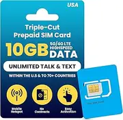 H2O Wireless U.S.A. SIM Unlimited Talk, Text & Data From the U.S. to 65+ Countries 6GB High-Speed 4G LTE/5G Data 90 Days Service Included