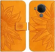 Compatible with Nokia 5.4 4G Cover,Compatible with Nokia 5.4 4G Flip Kickstand Card Slots Magnetic Closure Phone Case Yellow