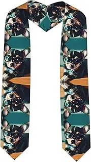 [SKKNT] Chihuahua Dog Glasses Print Graduation Shawl Stole For Academic Commencements Honor Sash Congratulations Gift