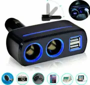 2 Way Socket Splitter Car Cigarette Lighter Charger Adapter 12V Dual USB