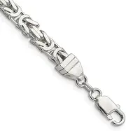 [JewelryWeb] 925 Sterling Silver Solid Polished 6mm Square Byzantine Chain Bracelet 20 Centimeters Lobster Claw Link-Bracelet for Women and Men