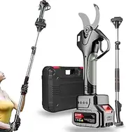 980W Brushless Motor Battery Powered Cordless Pruner For Tree Trimming 40MM,Cordless Power Pruner For Gardening Hedge, Bush, Orchard,with Extension Poles(‎1Battery)