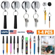 4pcs Retractable Pen Holder Universal Elastic Silicone Pen Holder Metal Key Ring