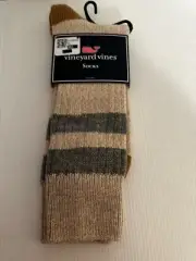 NWT Vineyard Vines Men's Rugby Stripe Boot Socks Alpaca Blend Stone One Size