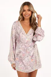 [PUP8] Positano Playsuit - White Multi XS White