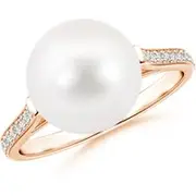 Freshwater Pearl Ring with Pavé Diamonds