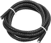 uxcell Round Braided Leather Cord, 6mm Braided Genuine Leather Cord String Rope Folded Leather Strip for Jewelry Making Crafts Necklaces Bracelets, Black(1.1 Yards)