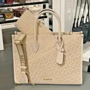 Michael Kors Mirella Women Medium East West Tote Bag+Double Zip Wristlet Wallet