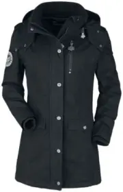 Women's Black Winter Cotton Motorhead Jacket Hard Rock Band
