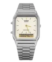 Casio Vintage Analog-Digital Grey Ion Plated Alarm Day/Date AQ230GG9A Mens Watch
