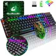 Wireless RGB Gaming Keyboard and Mouse Set Mechanical Feel Rechargeable Backlit